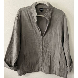 Eileen Fisher Gray Front Full Zip Lightweight Jacket Size Large